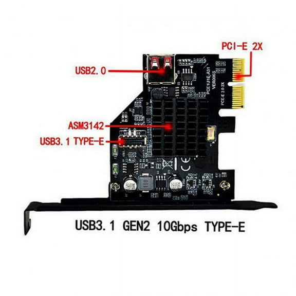 JSER USB 3.1 Front Panel Socket USB 2.0 to PCI-E Express Card Adapter for Motherboard