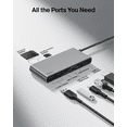 thumbnail image 3 of Belkin Connect 8-Port USB C Hub, Supports Display w/Resolutions up to 4K@60Hz - Works with Mac, Windows, and Chromebook - 100W PD w/ 10Gbps Data Transfer Speeds & 2.5Gbps Ethernet - Space Gray, 3 of 8