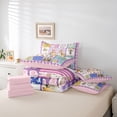 thumbnail image 6 of Feelyou Happy Easter Teens Twin Bedding Sets 7-Piece, Kawaii Bunnies Animal Bedding Comforter Set, Purple Cartoon Patchwork Reversible Sheet Sets, Cute Super Cozy Room Decor, 6 of 8
