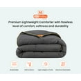 thumbnail image 3 of Full Comforter Solid Dark Gray 300 GSM Plush Siliconized Microfiber Fill Duvet Insert Box Stiched Quilted Fluffy Soft 600 TC Egyptian Cotton Shell with Piping & Pillowcases, 3 of 8