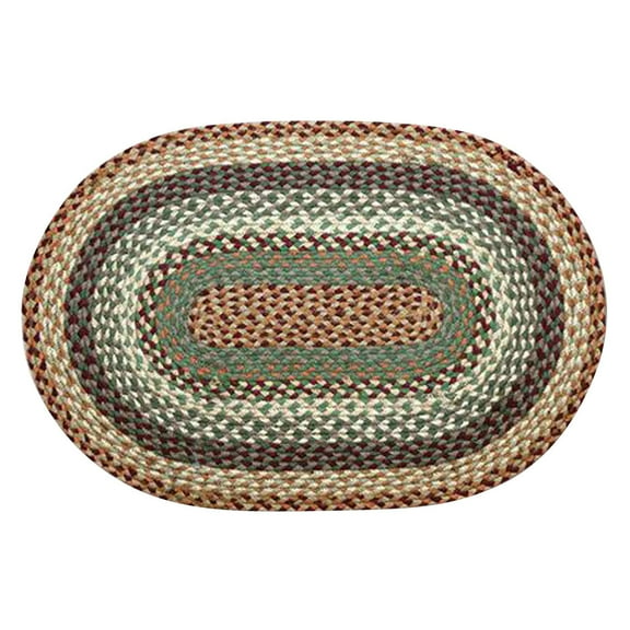 Home Indoor Decorative Jute C-413 Buttermilk, Cranberry Oval Braided Rug 2'x8'