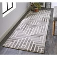thumbnail image 2 of 8' Taupe Gray And Tan Wool Geometric Tufted Handmade Runner Rug, 2 of 9