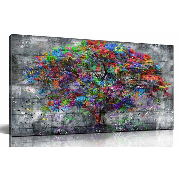 ZHAOSHOP Graffiti Tree Wall-Decor - Abstract Canvas Wall Art - Wall Art for Living Room Large Size Ready to Hang Size 60" x 30"