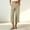 Beige, variant on Women's High Waist Linen-Look Wide Leg Cropped Pants Button & Zip Fly Casual Capri Trousers with Pockets Gray M