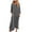 Gray, variant on Round Neck Long Sleeve Summer Casual Dress for Women - Flowy Midi Dress with Relaxed Hemline, Breathable & Comfortable Everyday Wear Wine M