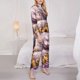thumbnail image 3 of Fotbe Warm Sunflower Sleeping Cat Conjunto de Pijama de Manga Larga para Mujer con Estampado, Ropa de Dormir de 2 Piezas, Conjunto de Casa Suave y Cómodo con Bolsillos-X-Large, 3 of 7