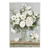 Stupell Industries Country White Floral Scene Painting Unframed Art Print Wall Art, Design by Sally Swatland