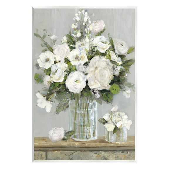 Stupell Industries Country White Floral Scene Painting Unframed Art Print Wall Art, Design by Sally Swatland