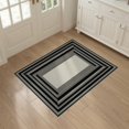 thumbnail image 3 of ODIKA 3'x5' Washable Area Rug Non-Slip, Flatweave, Easy Care Black Ivory Boundary Frame Geometric Lines Clean Edge Design for Hallway, Laundry Room, 3 of 7