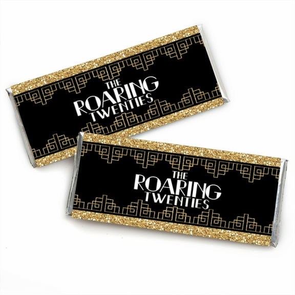 Big Dot of Happiness Roaring 20's - Candy Bar Wrapper 1920s Art Deco Jazz Party Favors - Set of 24