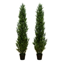 Nearly Natural 6ft. Artificial Topiary Cedar Tree UV Resistant (Indoor/Outdoor) - Set of 2