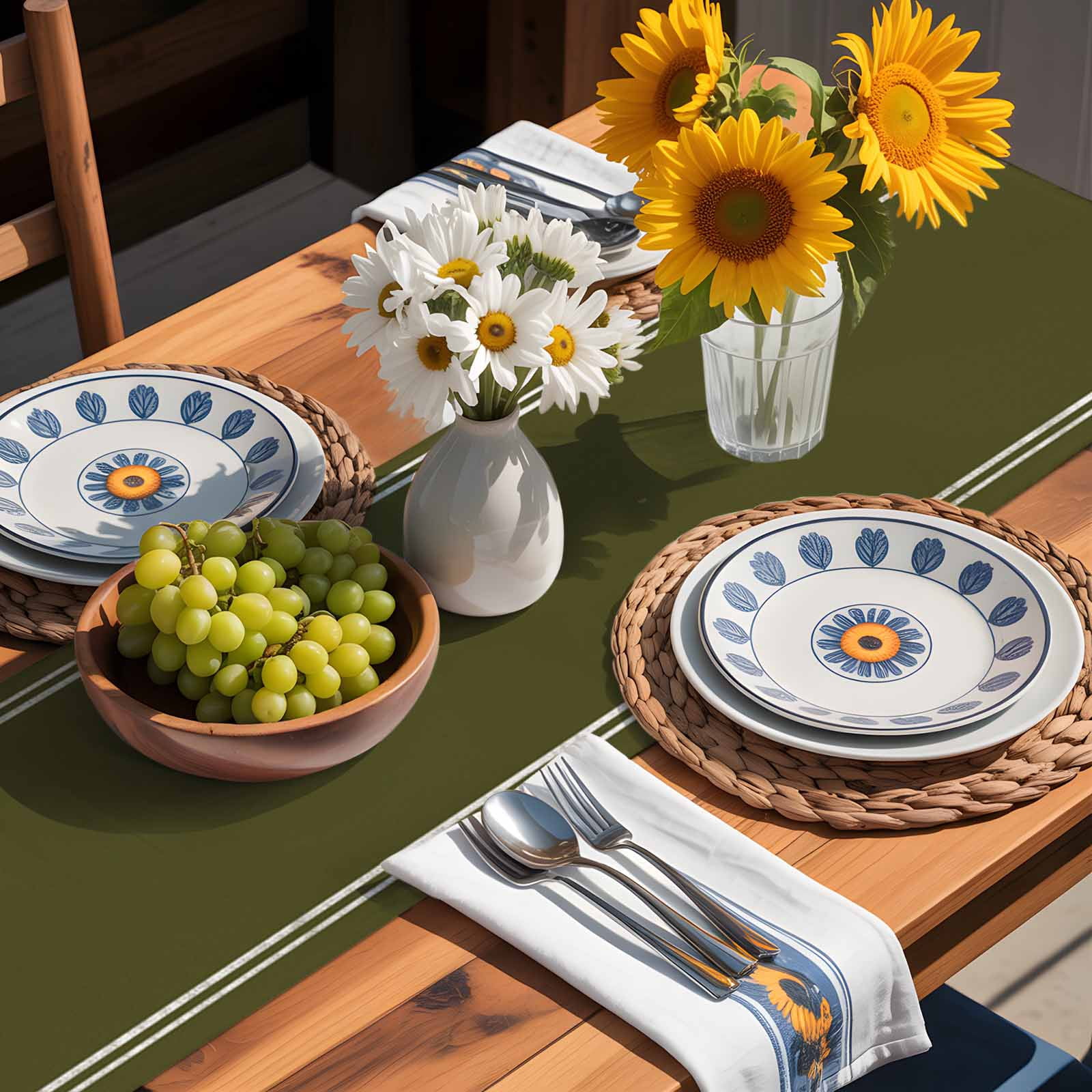 Table Runner Green Solid Color Table Decoration for Kitchen Dinning Dark Olive Table Decoration for Indoor Outdoor Party Wedding Decor 13x90 Inch