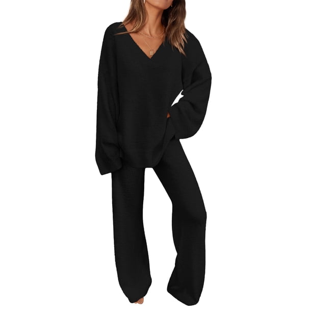 Conjunto Coordinado PRETTYGARDEN de 2 Piezas Suéter Negro Talle L