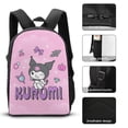 thumbnail image 3 of Kuromi And My Melody 3 Pcs Backpack Set With Lunch Bag And Pencil Case Casual Bookbag Lunch Box Pencil Box, 3 of 8