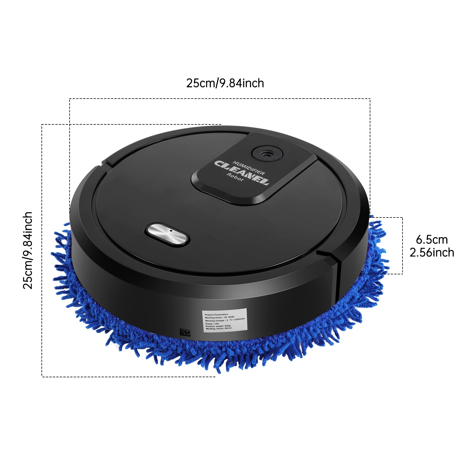 Robot Mop, 60min Cleaning, 360° Full-Surround Wipe Smart Robot Vacuum Cleaner Sweeping Mopping Smart Mop with Humidifying Function, Wet and Dry Available