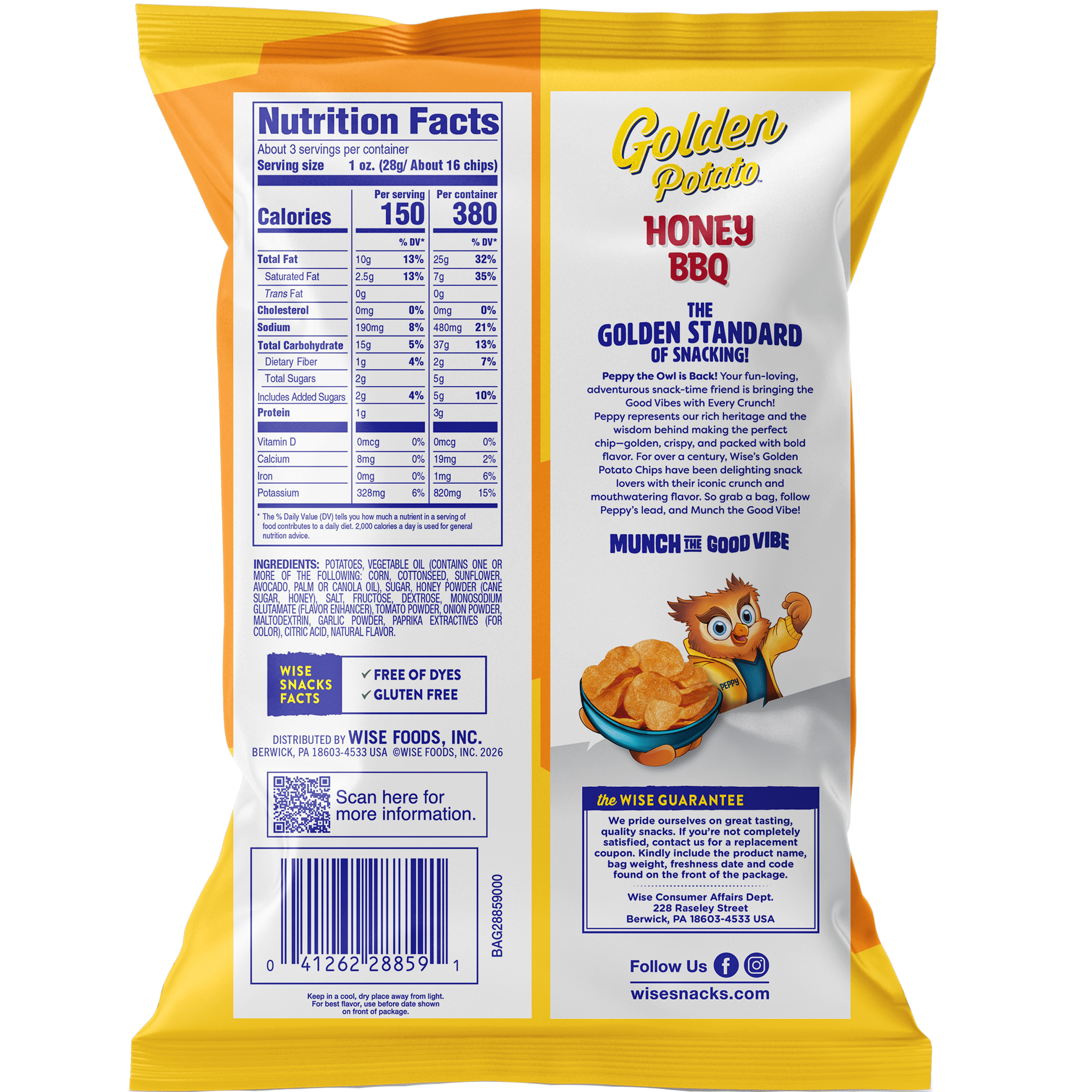Wise Honey BBQ Potato Chips .75 Oz Bag