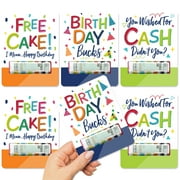 Big Dot of Happiness Cheerful Happy Birthday - DIY Assorted Colorful Birthday Cash Holder Gift - Funny Money Cards - Set of 6