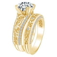 thumbnail image 2 of AFFY 2.89 Carat Round Shape Moissanite & Natural Diamond Designer Bridal Set Ring 14K Solid Yellow Gold Ring Size-10, 2 of 2