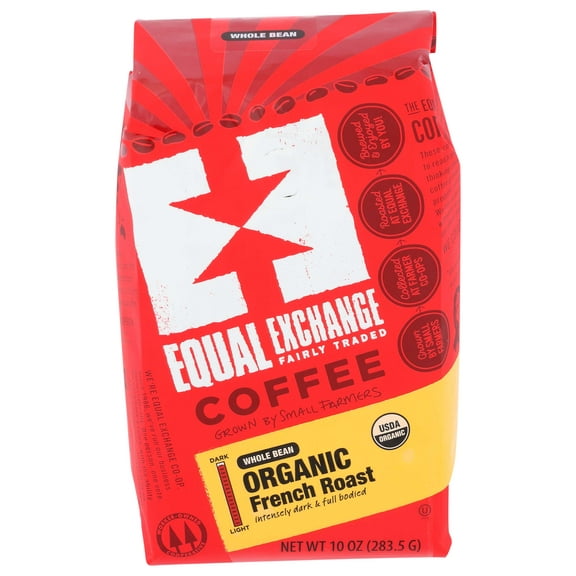 Equal Exchange Organic Whole Bean French Roast Coffee, 10 Ounce -- 6 per case.