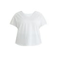 thumbnail image 3 of Terra & Sky Women's Plus V-Neck Crochet Dolman Cotton Tee, Sizes 0X-5X, 3 of 5
