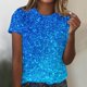 thumbnail image 2 of Tops de Algodón para Mujeres Impreso Cuello Redondo Mangas Cortas Casual, Camiseta para el Hogar Y el Uso Diario, 2 of 4