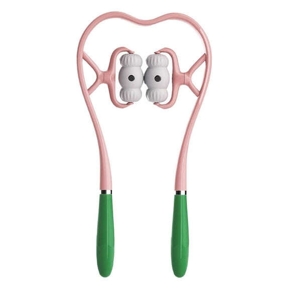 Bothyi Neck Roller 360 degree Rotating Rollers Cervical Spine Massage Tool Ergonomic Handles Pink Green