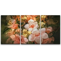 wall26 Canvas Print Wall Art Set Paint Stroke Blooming Daisies and Roses Floral Nature Illustrations Modern Art Rustic Scenic Relax/Calm Wilderness for Living Room, Bedroom, Office - 16"x24"