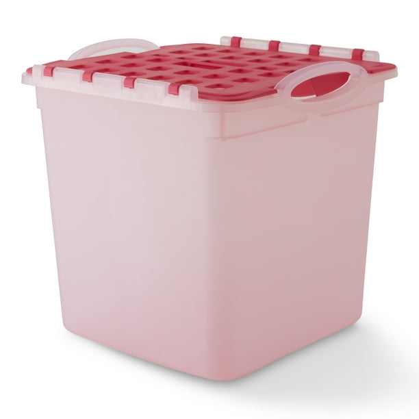 Your Zone Child and Teen Plastic Pink Storage Bin with Hinged Lid ...