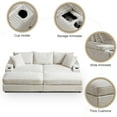 thumbnail image 5 of TUANLUO 87" Chaise Lounge Indoor, Oversized 3-Seater Lounge Chair with Ottoman and Cup Holders, Deep Seat Recliner Chair with Pillows, Soild Wood Sectional Sofa and Couch for Living Room, Beige, 5 of 9