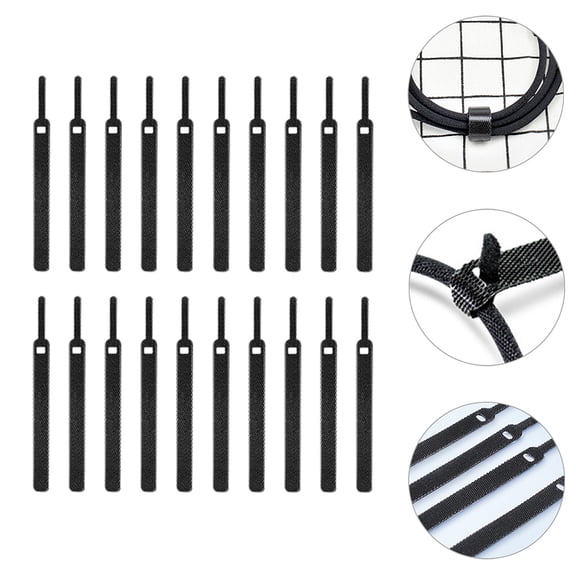 Vosarea 40Pcs Hook Loop Cable Tie Straps Black Nylon Cord Organizer for Wire