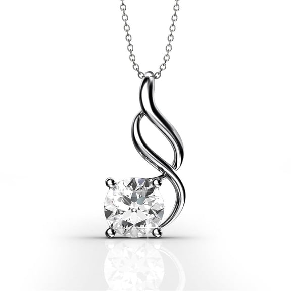 Cate & Chloe Aerin 18k White Gold Plated Pendant Necklace with Round Cut Swarovski Crystal for Women