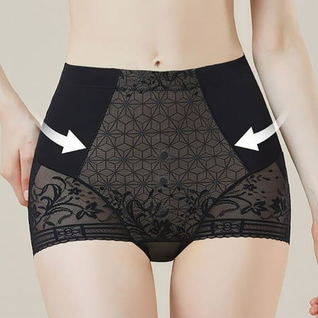 Women s Underwear Seamless Lace Underwear for Women Full Cover High Waisted Breathable Panties Comfy Butt Lifting Panties Lightweight Seamless Shapewear Briefs Black