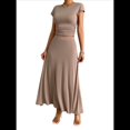 thumbnail image 1 of Conjunto de Vestido de Cóctel Formal con Top Fruncido y Corte A para Mujer Color Café M, 1 of 10