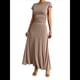 thumbnail image 1 of Conjunto de Vestido de Cóctel Formal con Top Fruncido y Corte A para Mujer Color Café M, 1 of 10