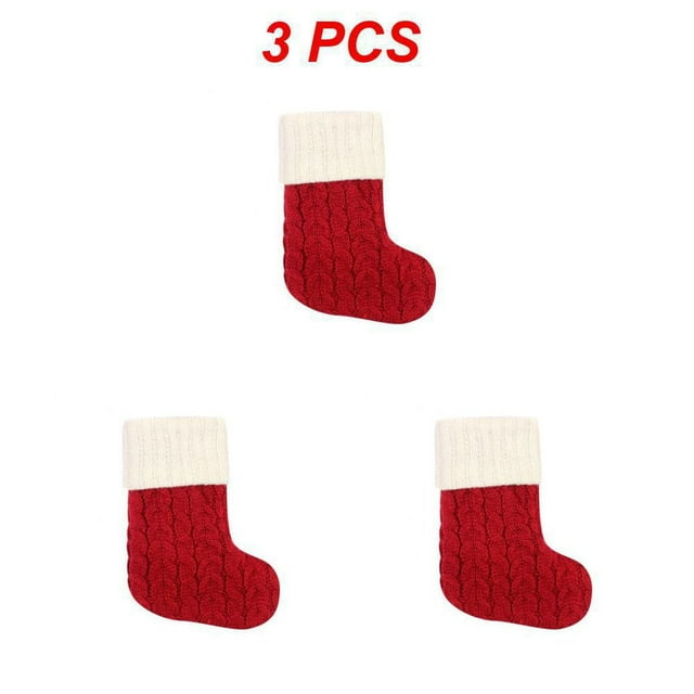 1~10PCS Christmas Socks Letter Snowflake Pattern Knitting Christmas Stocking Gift Bag Christmas Decorations for Home 2022