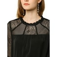 thumbnail image 6 of INSPIRE CHIC Women's Round Neck Casual Blouses Lace Floral Long Sleeve Chiffon Tops 2XL Black, 6 of 7