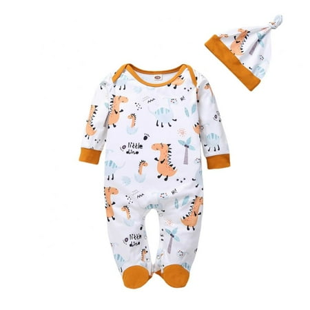 

Baby Cute Long Sleeve Romper Romper Hat Two Piece Set