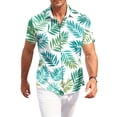 thumbnail image 2 of Mens Hawaiian Shirt Short Sleeve Summer Casual Tropical Print Button Down Shirts for Men Fashion Beach Vacation T Shirts Mint Green S, 2 of 6