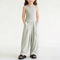 thumbnail image 2 of Ruyang Girls Wide Leg Pants Flowy Loose Fit Palazzo Pants for Kids Elastic High Waist Baggy Trouser Lightweight Casual Beach Bottoms, 2 of 8
