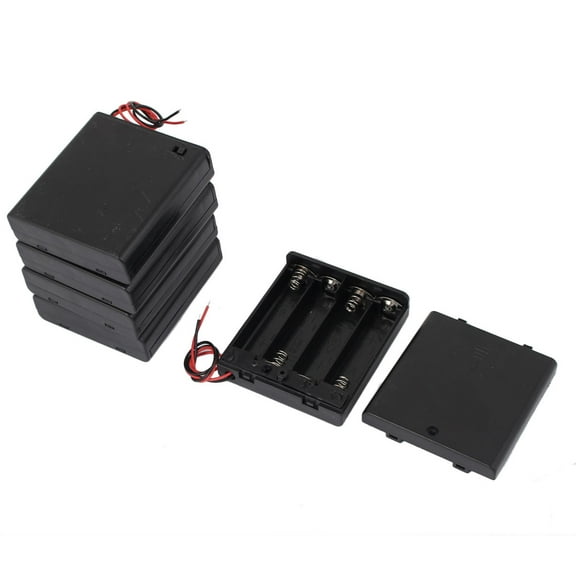 5Pcs 6V Power Supply 4 x AA Battery Holder Enclosed Case Box Switch