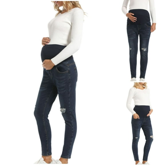 Bixock Maternity Pants,Womens Over The Belly Pants, Woman Fashion Solid Color Elastic Waist Pockets Full Length Pants Jeans