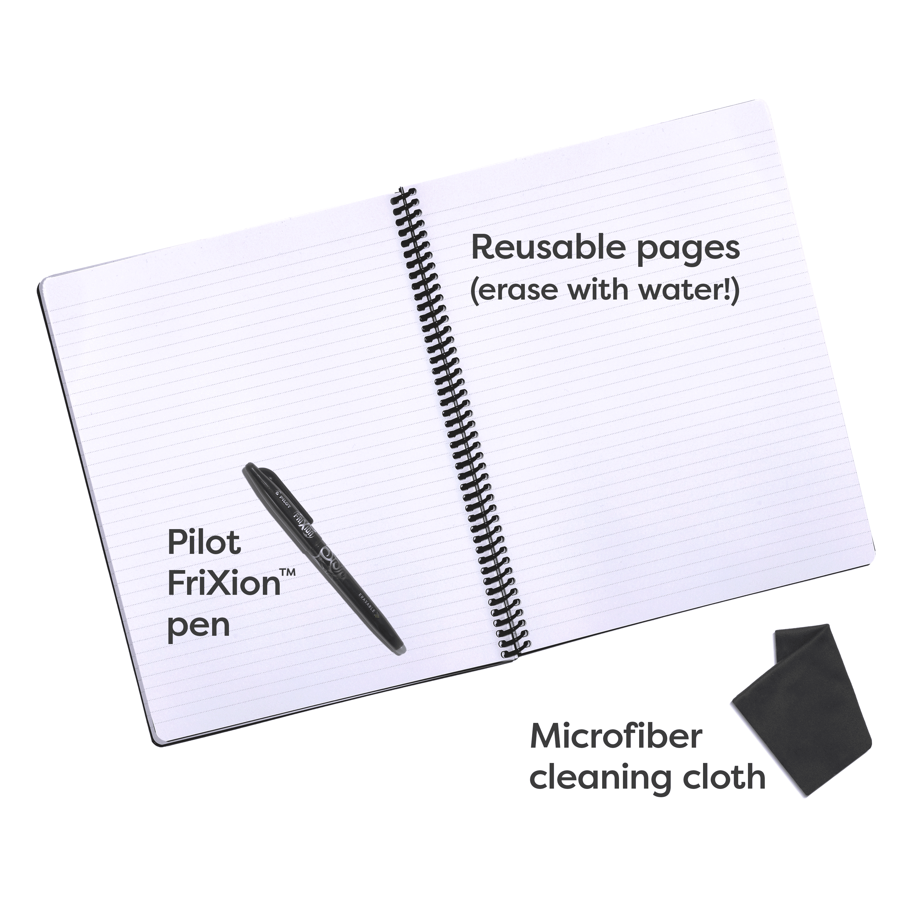 (2 pack) AeroNote Letter Lined Lockable Blank Diary, 110 Pages, Black