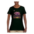 thumbnail image 2 of California Republic Bear Logo Retro Mandala Mosaic Animal Lover Womens Graphic T-Shirt, Forest Green, X-Large, 2 of 3