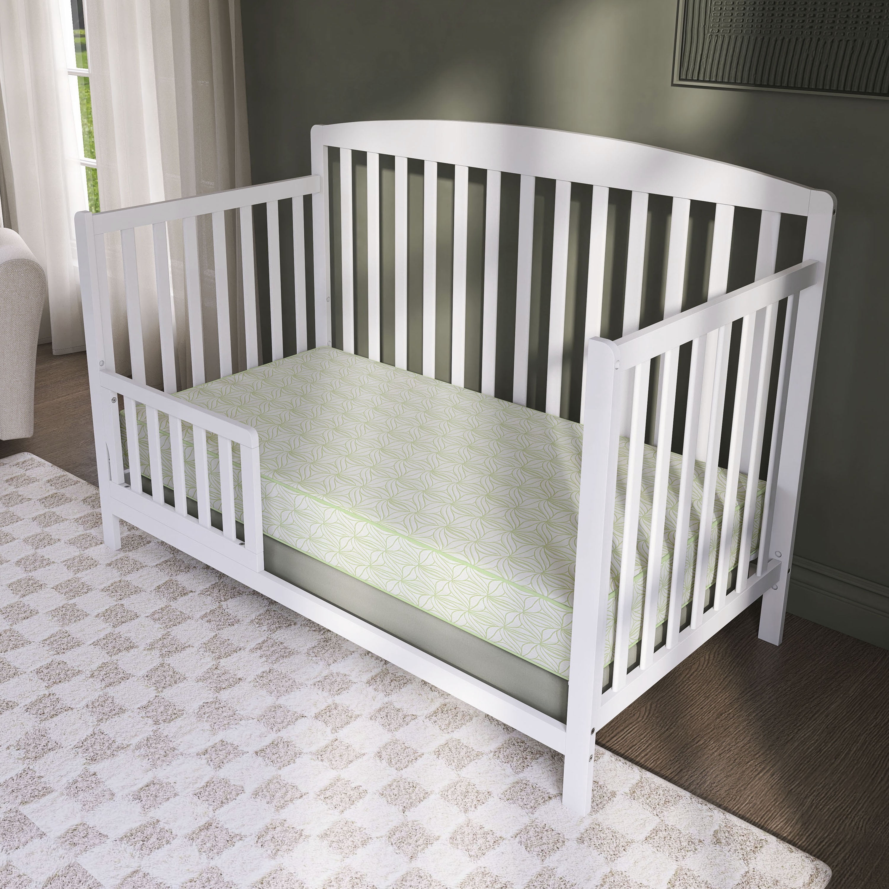 Dream On Me Snug Support 6” 150-Coil Inner Spring Crib & Toddler Mattress | Waterproof Vinyl Cover | Greenguard Gold Certified | Reinforced Edge Support | Green Floral