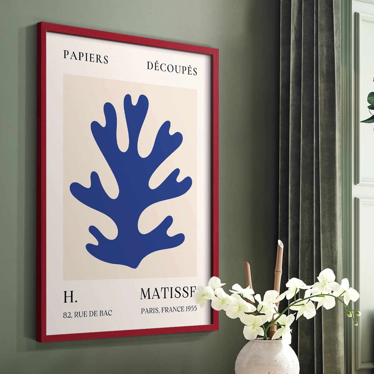 Matisse CLVII Framed Print in Red Solid Wood 11 x 14 Framed Print