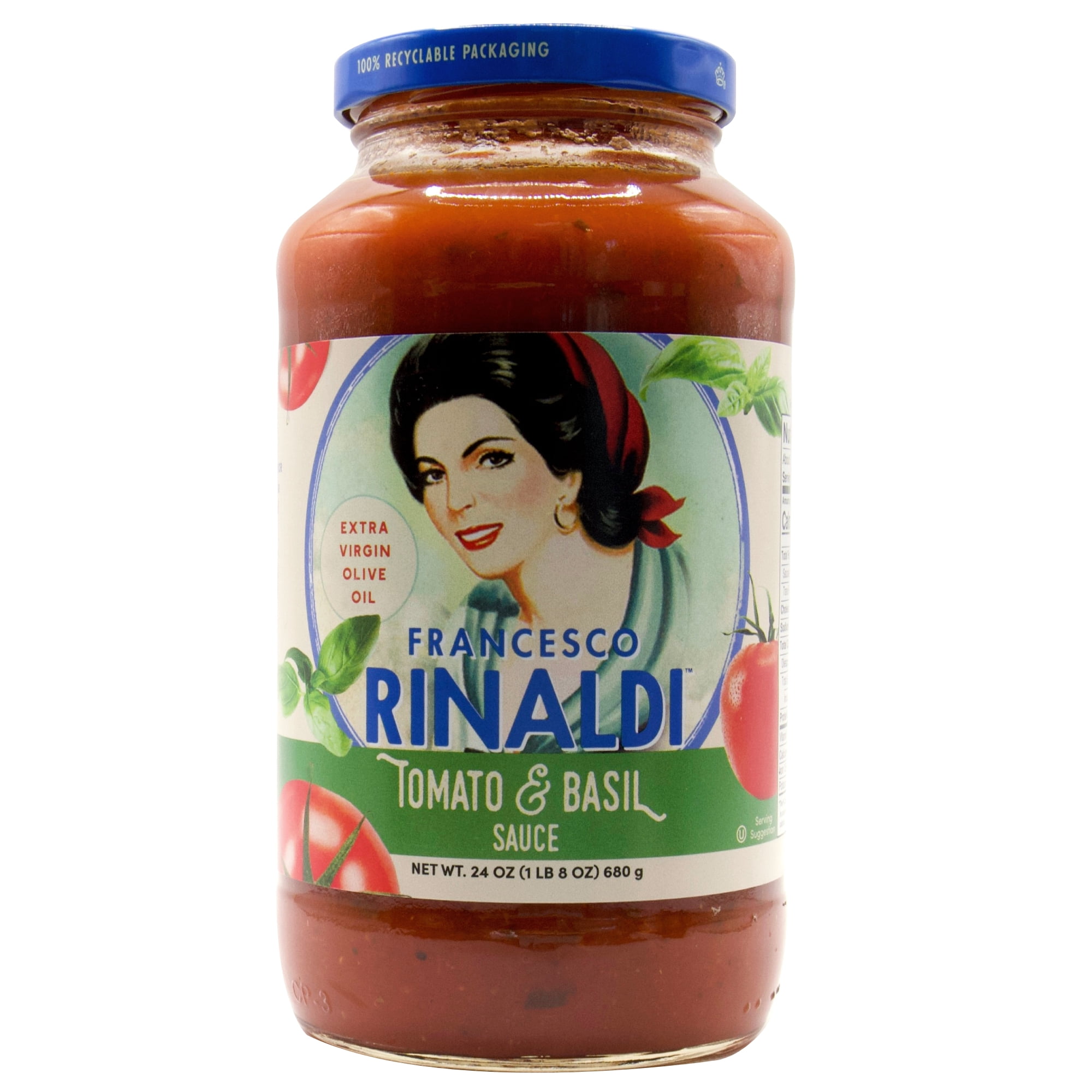 Francesco Rinaldi, Tomato and Basil Sauce, 24oz, Low Fat, No Saturated Fat, Gluten Free