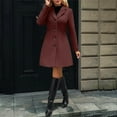 thumbnail image 6 of Long Winter Coats For Women Sevevn Women's Winter Outerwear Overcoat Lapel Mid-thigh A-line Single Breasted Pea Coat, 6 of 9