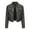 Gray, variant on Wiyuqeen Women's Cropped Faux Leather Jacket Lapel Button Down Crop Jacket PU Leather Blazer Streetwear Ladies Winter Fall Y2K Clothing