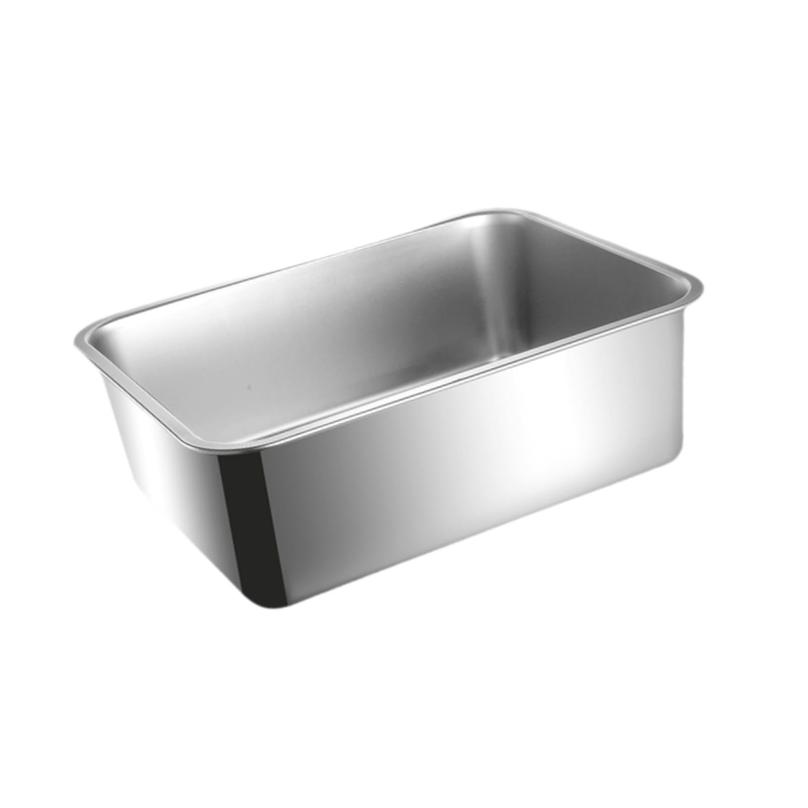 FashionCha Cat Litter Box Litter Pan Stainless Steel Container Easy to Clean Open Top Large Height 10cm