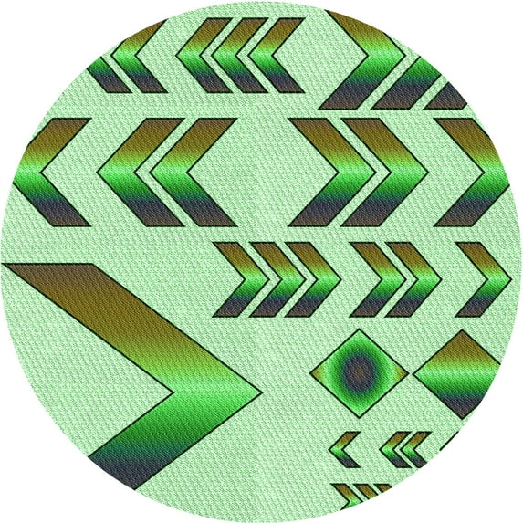 Ahgly Company Machine Washable Indoor Round Transitional Green Area Rugs, 4' Round